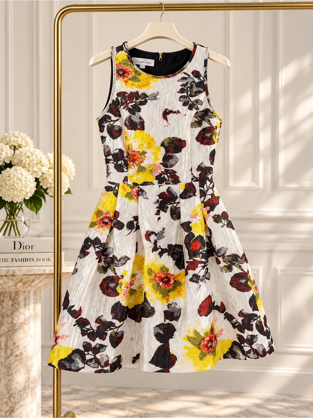 Oscar de la Renta Floral Jacquard Mini Dress